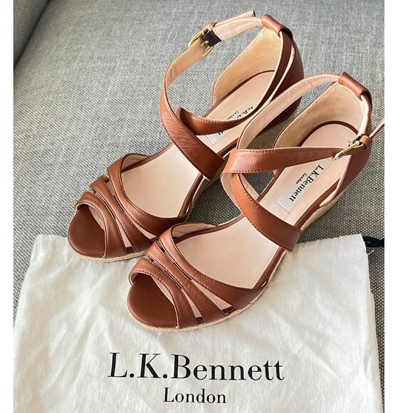 LK Bennett Priya Espadrille Wedge Sandal in Brown; Size 6.5 EU 37.5 EUC - Picture 5 of 10
